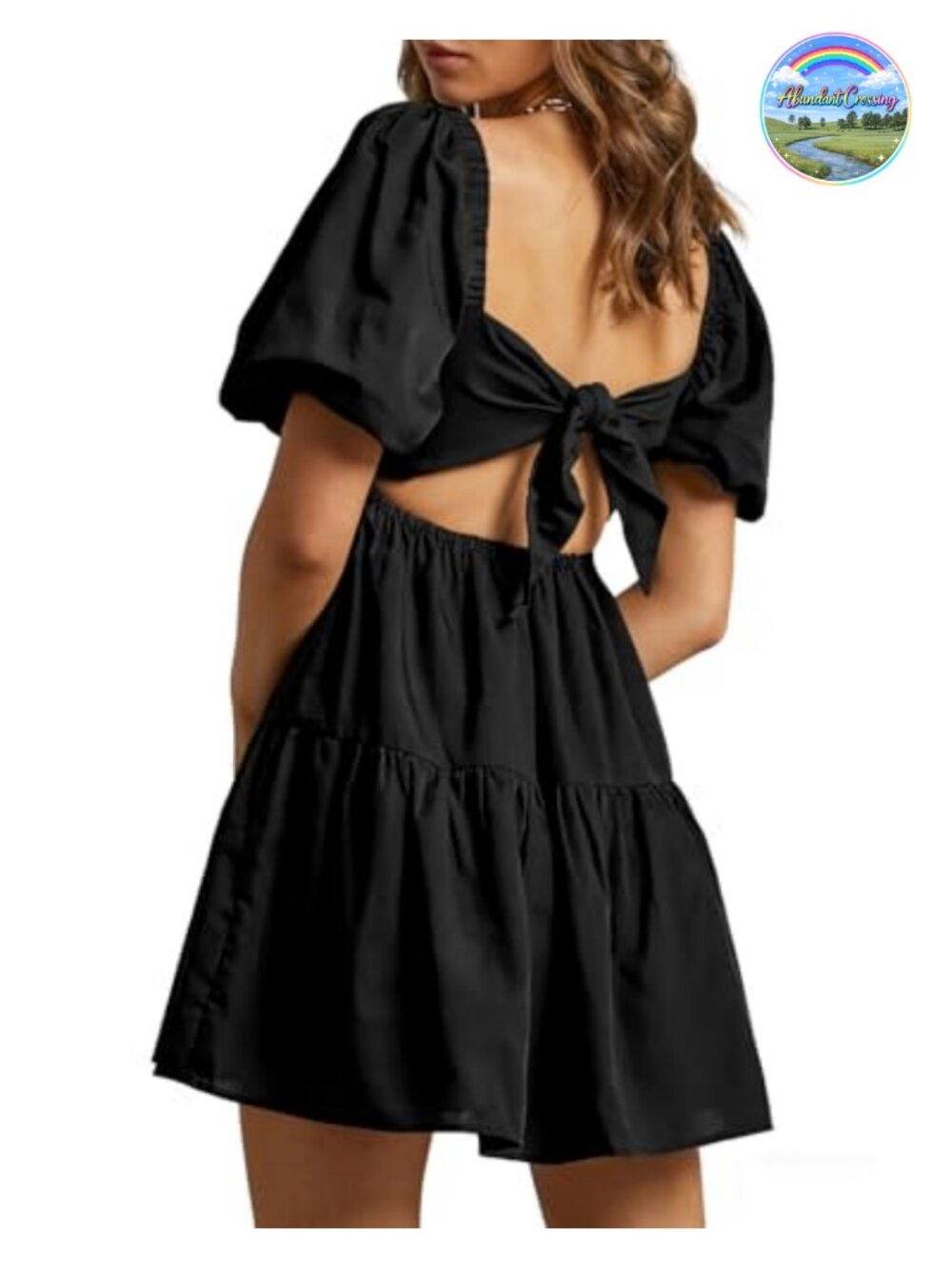 Shy Velvet Women's Babydoll Mini Dress Tie-Back Cotton Summer Casual